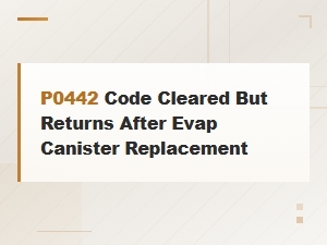 P0442 Code Recurrence After Evap Canister Replacement